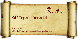 Körpel Arnold névjegykártya